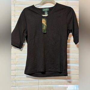 Ralph Lauren Black Short Sleeve Soft Blouse NWT Size Medium